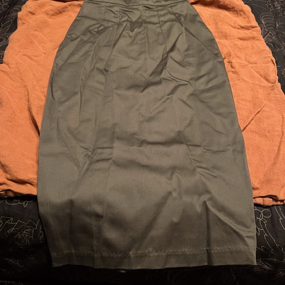 Dark Sage Pencil Skirt - Picture 2 of 3